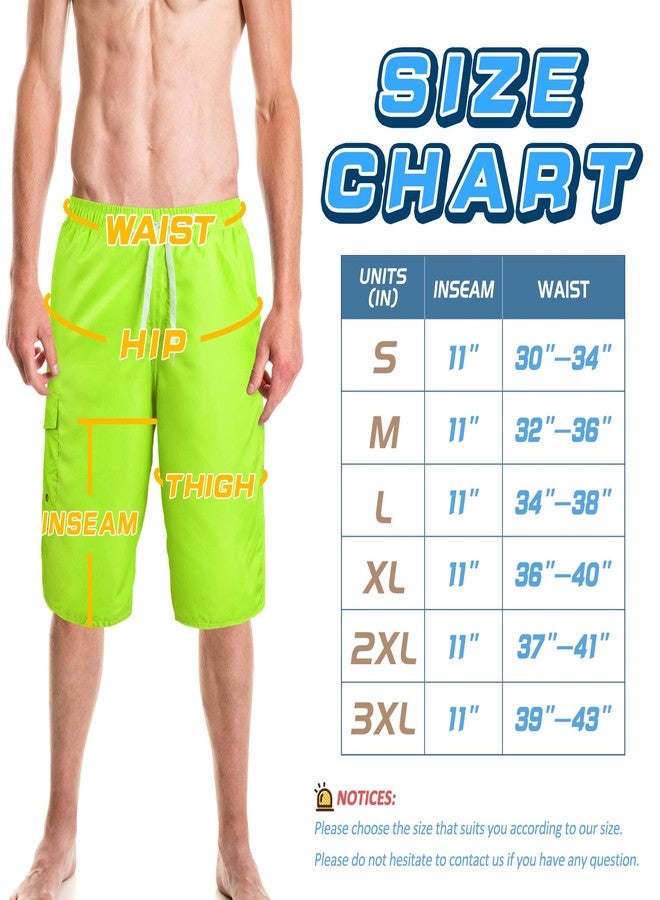Srnede Mens Swim Trunks Swimming Trunks Swim Shorts Quick Dry 11 Inch with Mesh Lining Funny Swimwear Bathing Suits Neon Green - Image 2